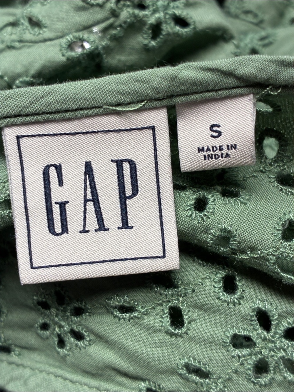 GAP Green Eyelet Flutter Sleeve Blouse Cottagecore,Top Small - Picture 6 of 7